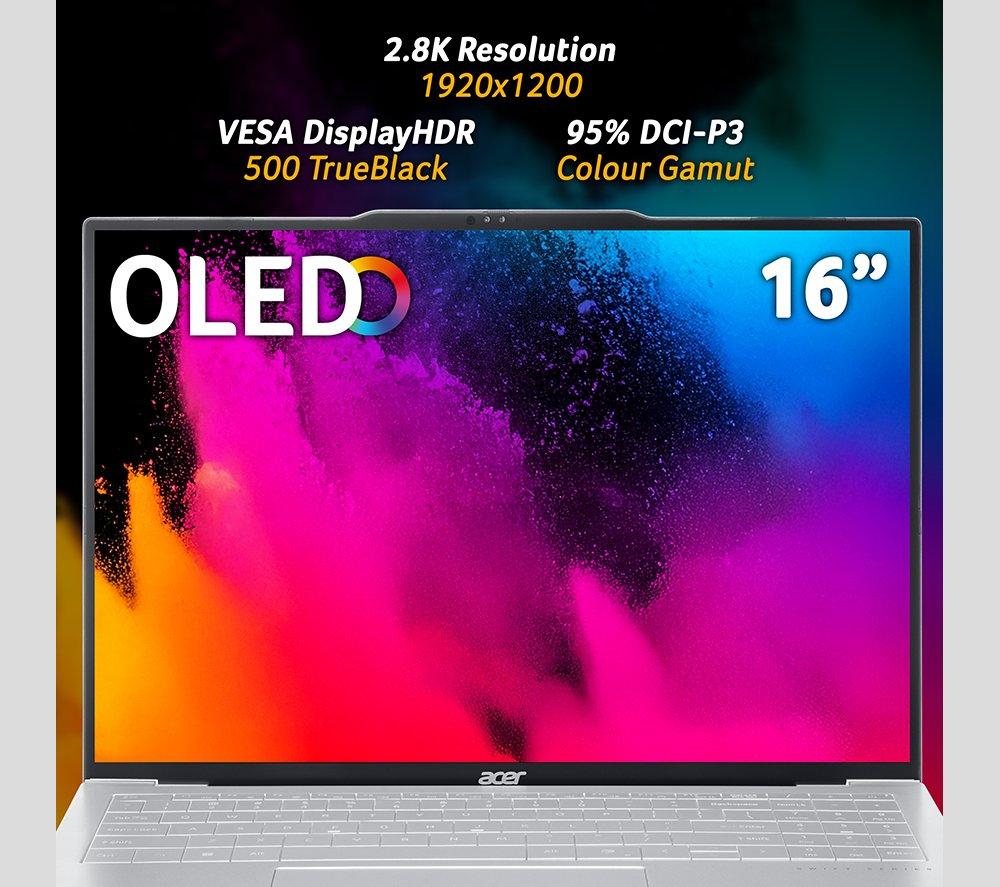 ACER Swift Air 16 OLED 16" Laptop, Copilot+ PC - AMD Ryzen AI 5, 1 TB SSD, Silver