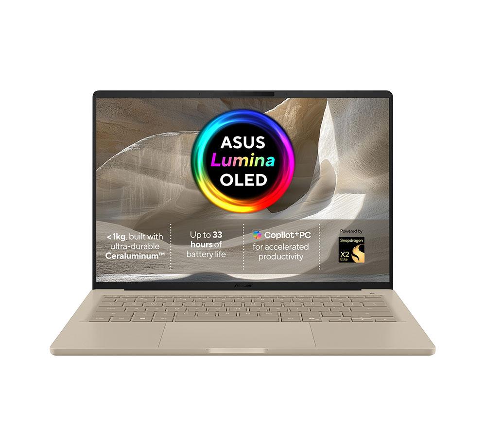 ASUS Zenbook A14 14" Laptop, Copilot+ PC – Snapdragon X2 Elite, 1 TB SSD, Beige