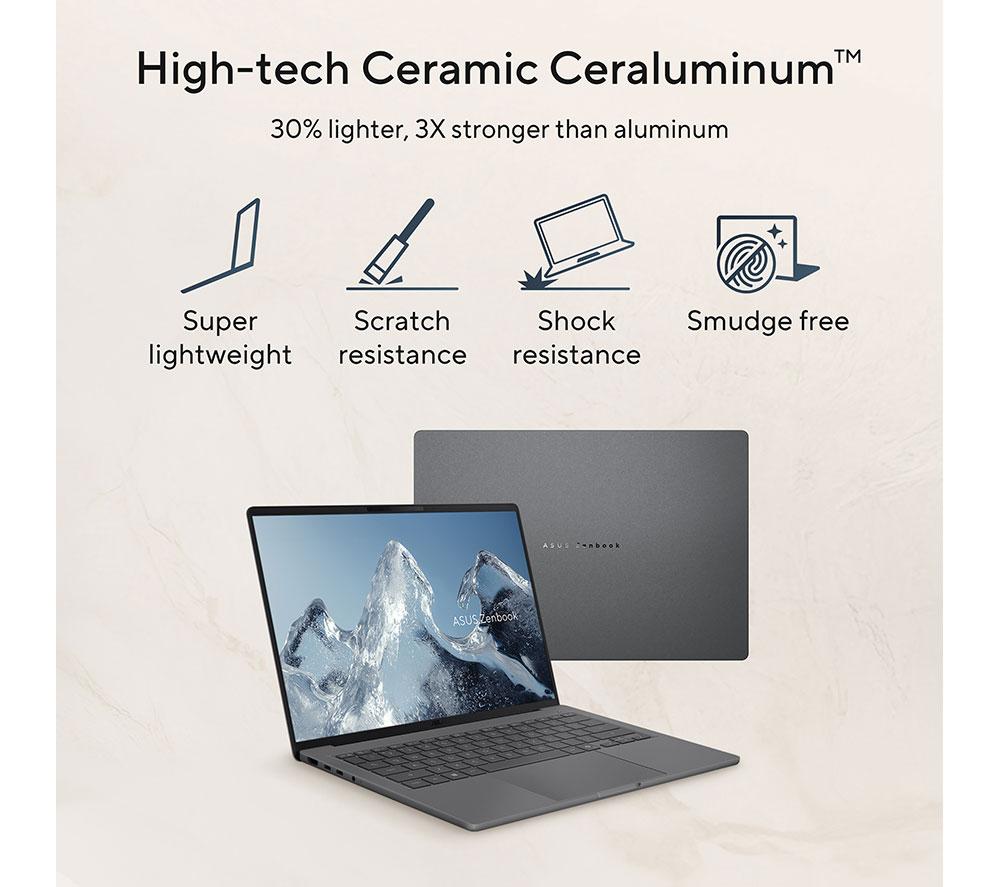 ASUS Zenbook A14 14" Laptop, Copilot+ PC – Snapdragon X2 Elite, 1 TB SSD, Beige
