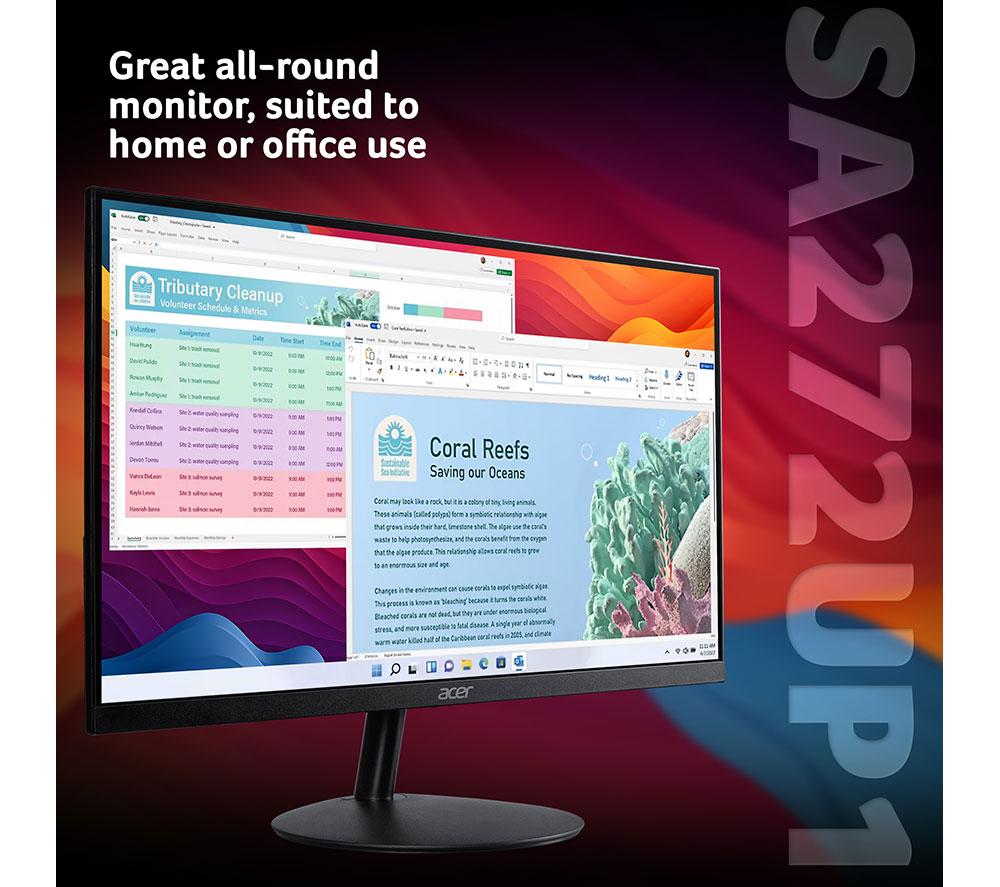 ACER SA272UP1 Quad HD 27" IPS LCD Monitor - Black