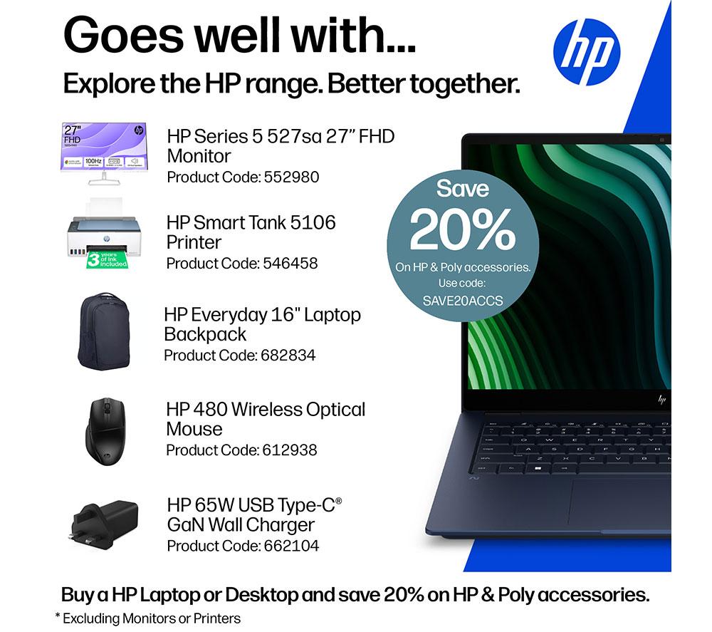 HP OmniBook X NGAI 14" Laptop, Copilot + PC - Intel® Core™ Ultra 5, 1 TB SSD, Atmospheric Blue