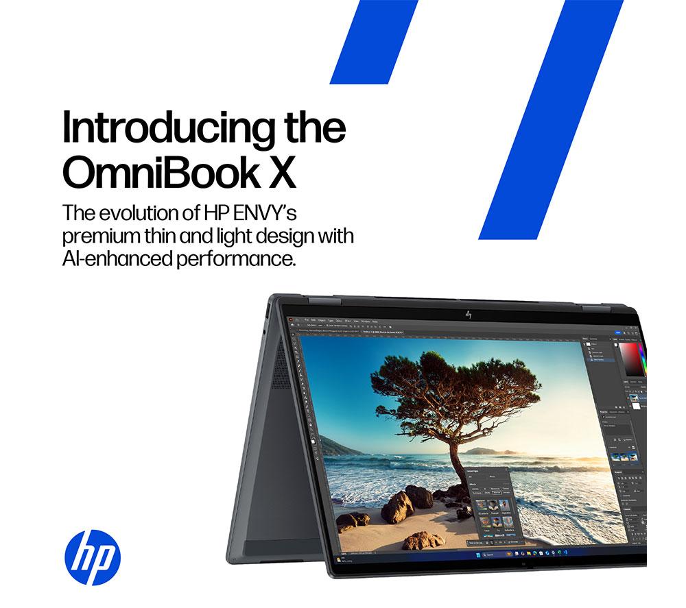 HP OmniBook X NGAI 14" Laptop, Copilot + PC - Intel® Core™ Ultra 5, 1 TB SSD, Atmospheric Blue