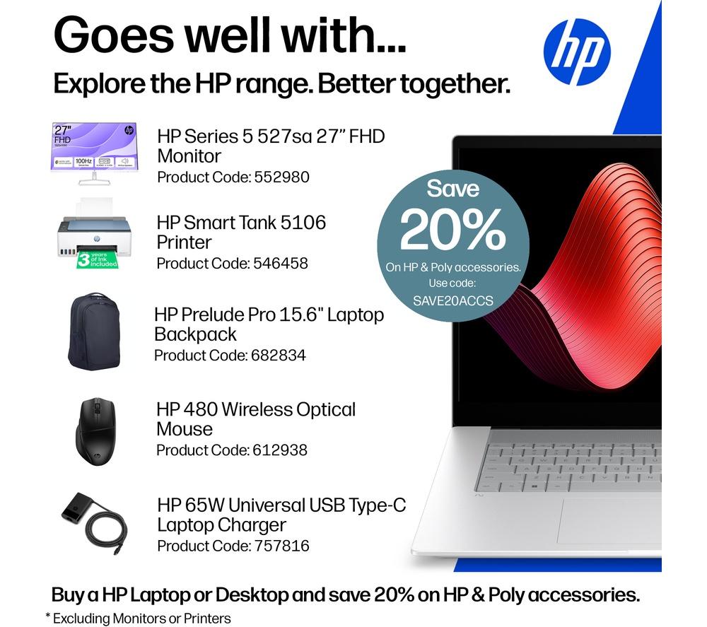 HP OmniBook X NGAI 17.3" Laptop - Intel® Core™ Ultra 7, 1 TB SSD, Silver