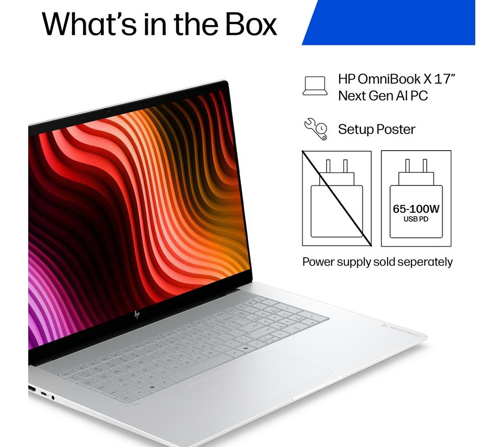 HP OmniBook X NGAI 17.3" Laptop - Intel® Core™ Ultra 7, 1 TB SSD, Silver