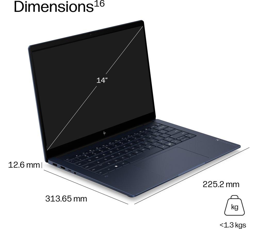 Portátil HP OmniBook X NGAI de 14", Copilot + PC - Intel® Core™ Ultra 7, 1 TB SSD, azul atmosférico