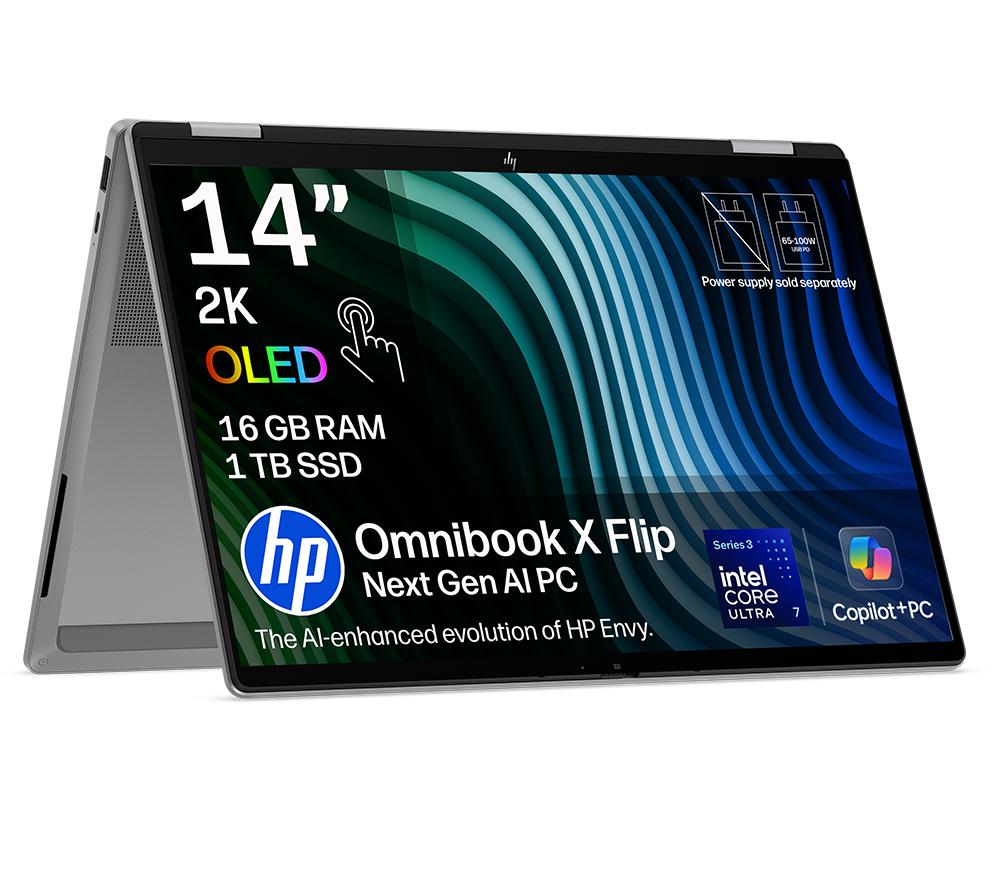 HP OmniBook X Flip NGAI 14" 2 in 1 Laptop - Intel® Core™ Ultra 7, 1 TB SSD, Silver