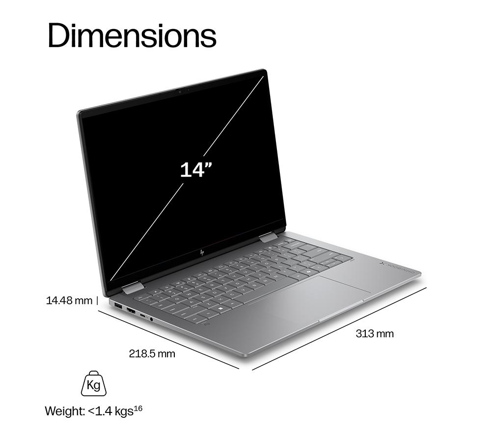 Portátil 2 en 1 HP OmniBook X Flip NGAI de 14" - Intel® Core™ Ultra 7, SSD de 1 TB, Plata