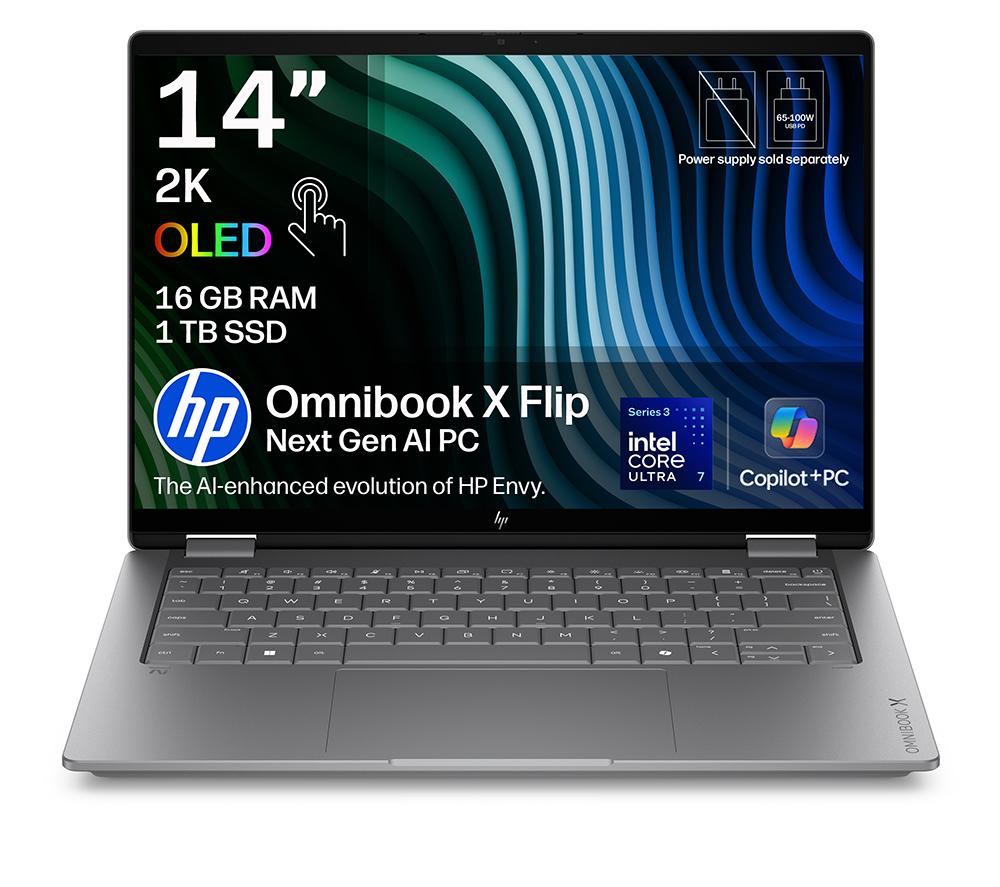 Portátil 2 en 1 HP OmniBook X Flip NGAI de 14" - Intel® Core™ Ultra 7, SSD de 1 TB, Plata