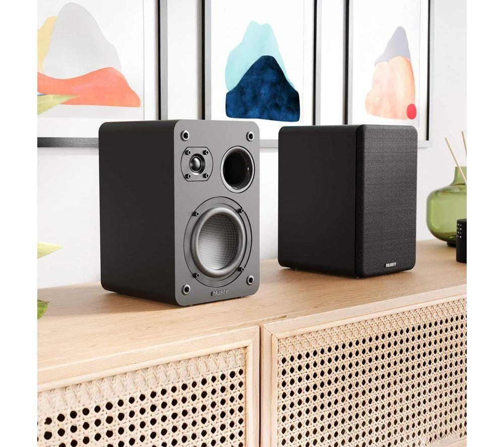 MAJORITY D70X Passive Bookshelf Speakers - Black