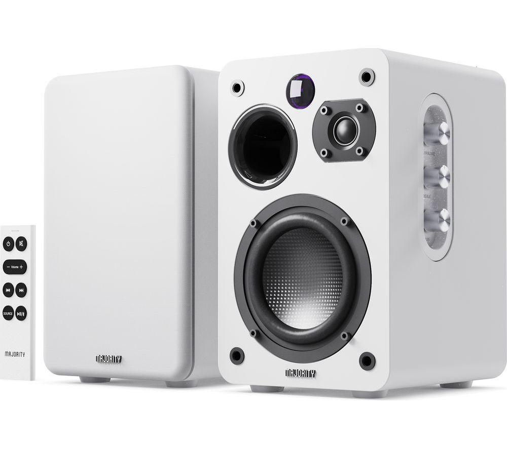 MAJORITY D70X Active Bluetooth Bookshelf Speakers - White