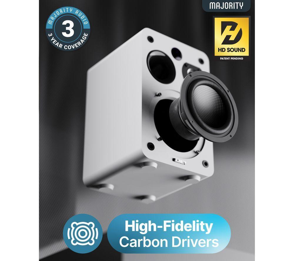 Altavoces de estantería activos Bluetooth MAJORITY D70X - Blancos