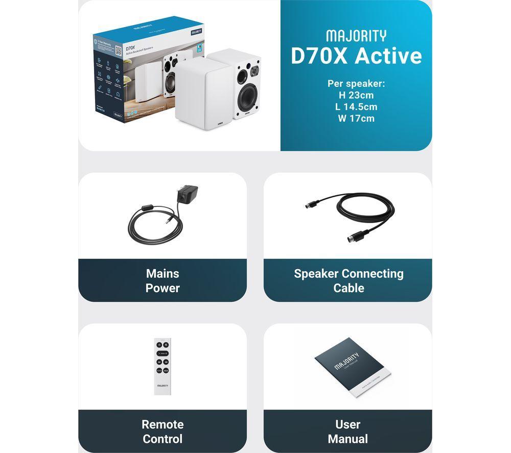 Altavoces de estantería activos Bluetooth MAJORITY D70X - Blancos