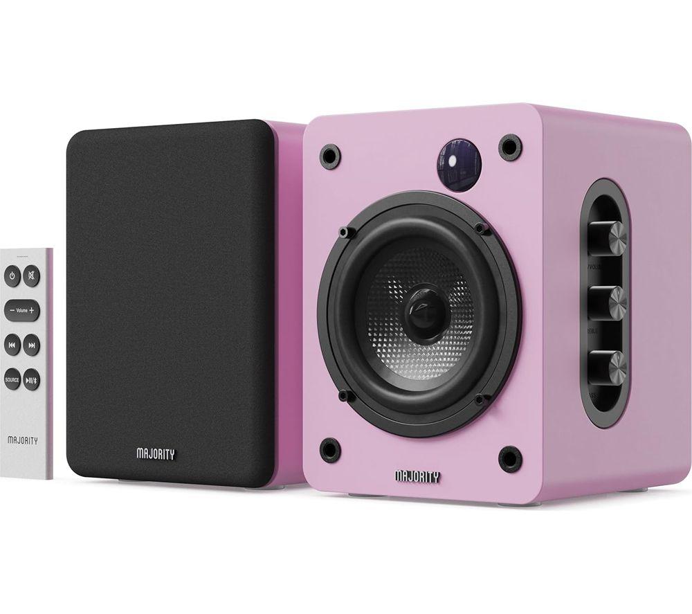 MAJORITY D50X Bluetooth Bookshelf Speakers - Pink