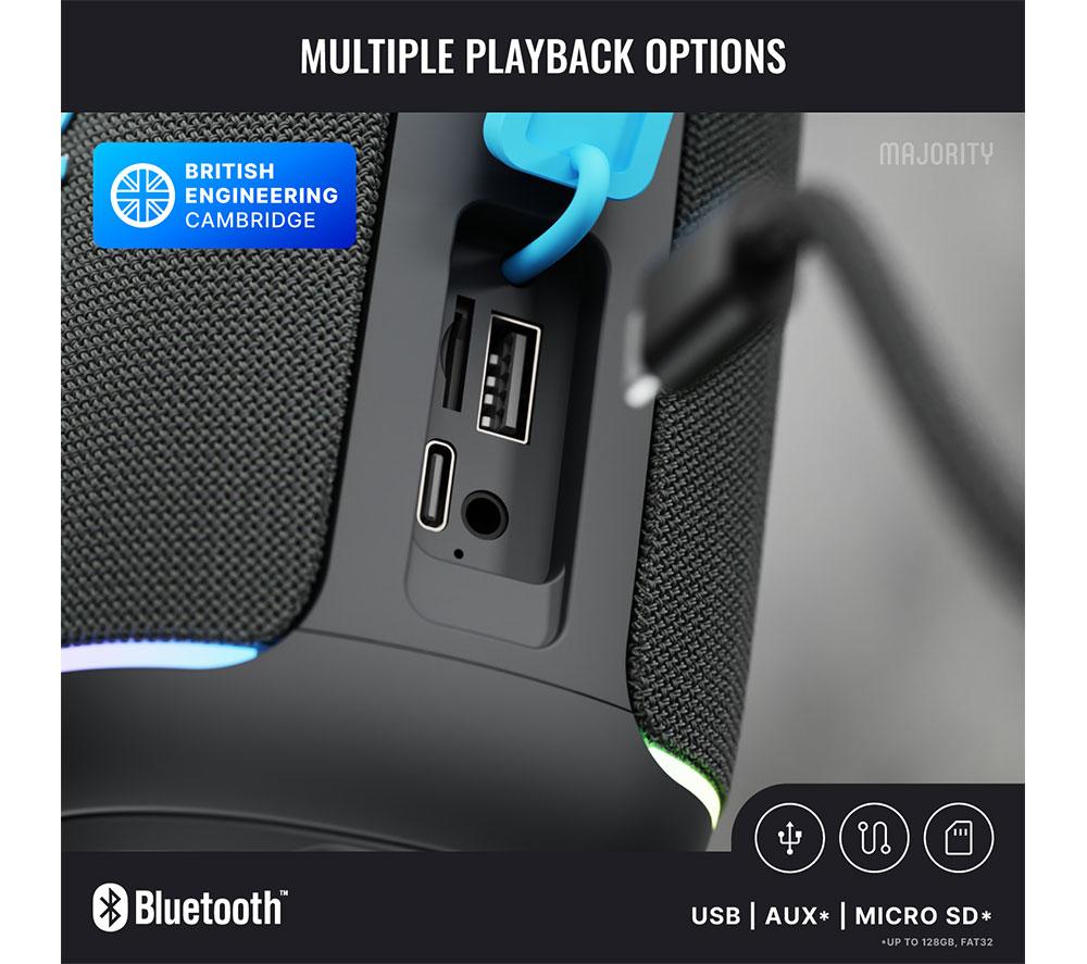 Altavoz Bluetooth Portátil MAJORITY MOVE 2 - Azul Eléctrico y Carbón