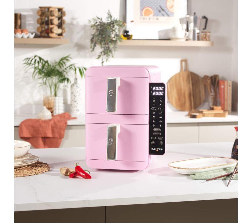 SALTER Retro VertiCook Ultra EK6642PNK Freidora de aire doble de 9L - Rosa y Crema