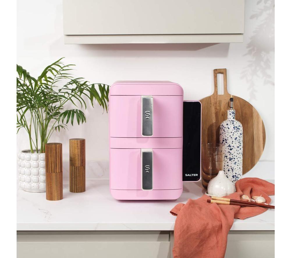 SALTER Retro VertiCook Ultra EK6642PNK Freidora de aire doble de 9L - Rosa y Crema