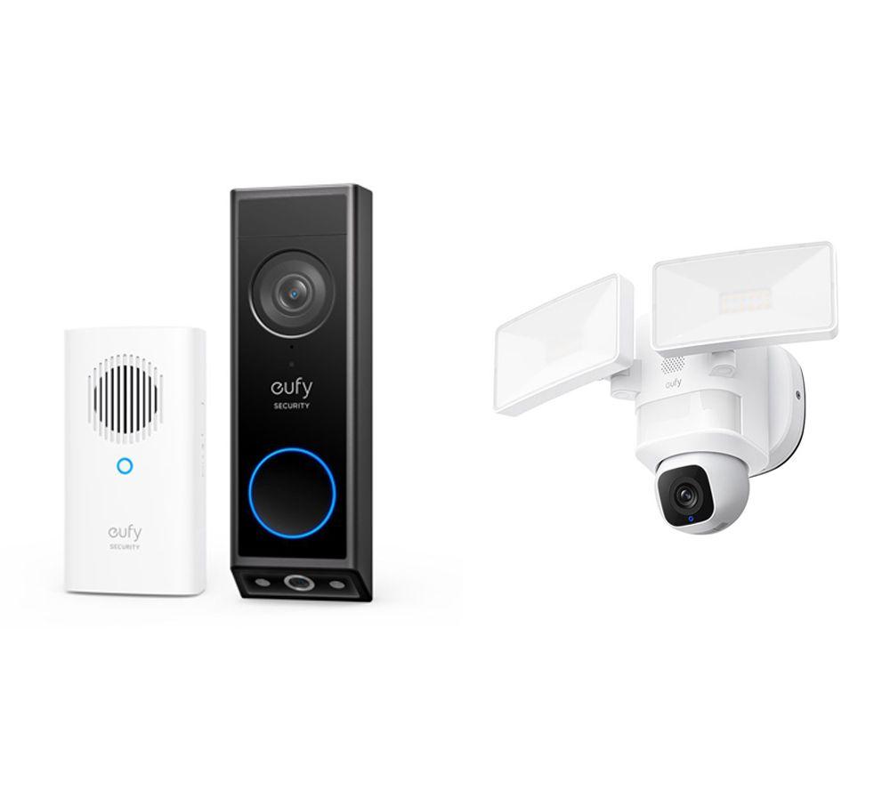 EUFY E340 2K Dual Camera Smart Video Doorbell & Floodlight E30 2K WiFi Security Camera Bundle