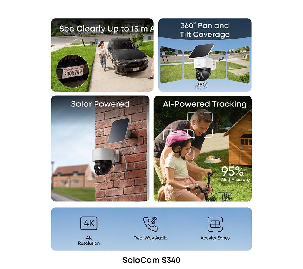 EUFY E340 2K Dual Camera Smart Video Doorbell & Floodlight E30 2K WiFi Security Camera Bundle
