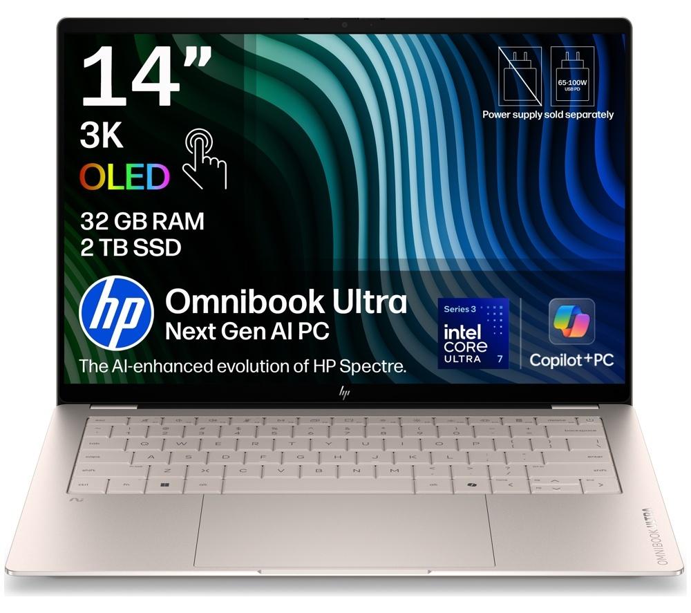 HP OmniBook Ultra Next Gen AI 14" Laptop - Intel® Core™ Ultra 7, 2 TB SSD, Silk Sand