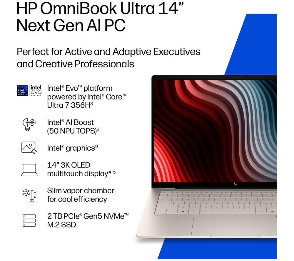 HP OmniBook Ultra Next Gen AI 14" Laptop - Intel® Core™ Ultra 7, 2 TB SSD, Silk Sand