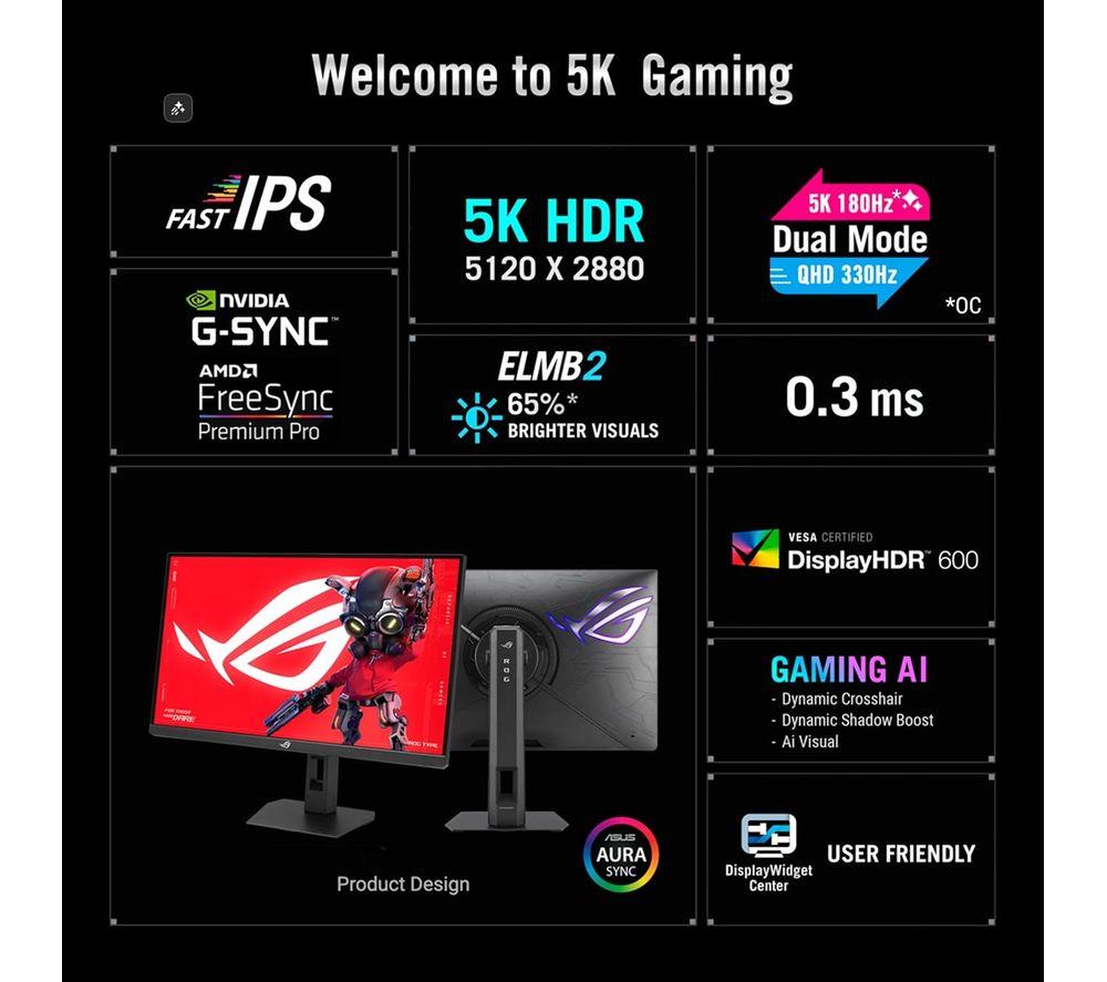 ASUS ROG STRIX XG27JCG 5K Ultra HD 27" IPS LED Gaming Monitor - Black