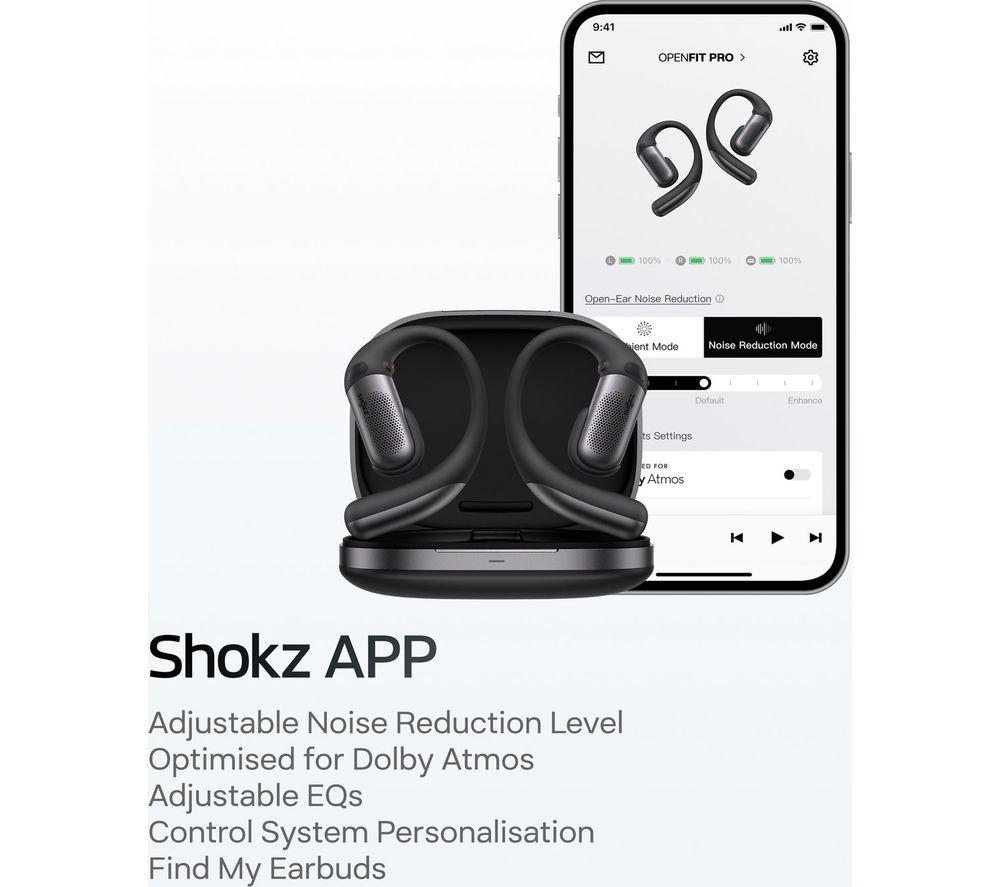 Auriculares Bluetooth inalámbricos con cancelación de ruido SHOKZ OpenFit Pro - Negro
