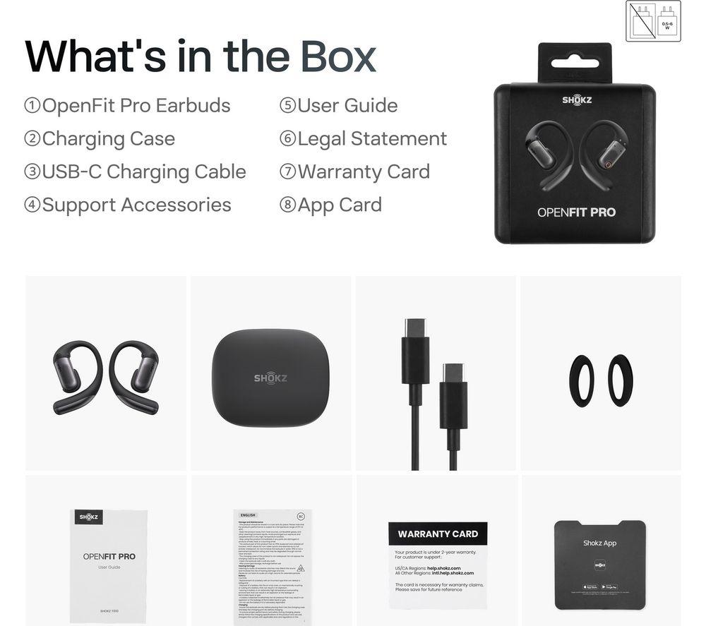 Auriculares Bluetooth inalámbricos con cancelación de ruido SHOKZ OpenFit Pro - Negro