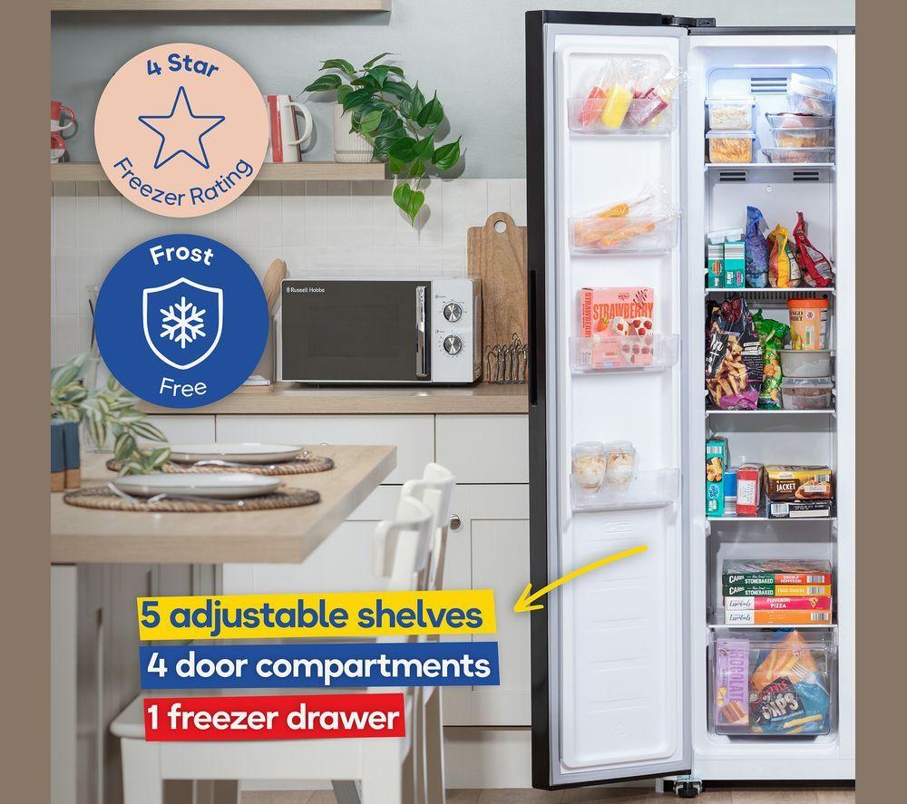 RUSSELL HOBBS RH90AFF201B-WD American-Style Fridge Freezer - Black