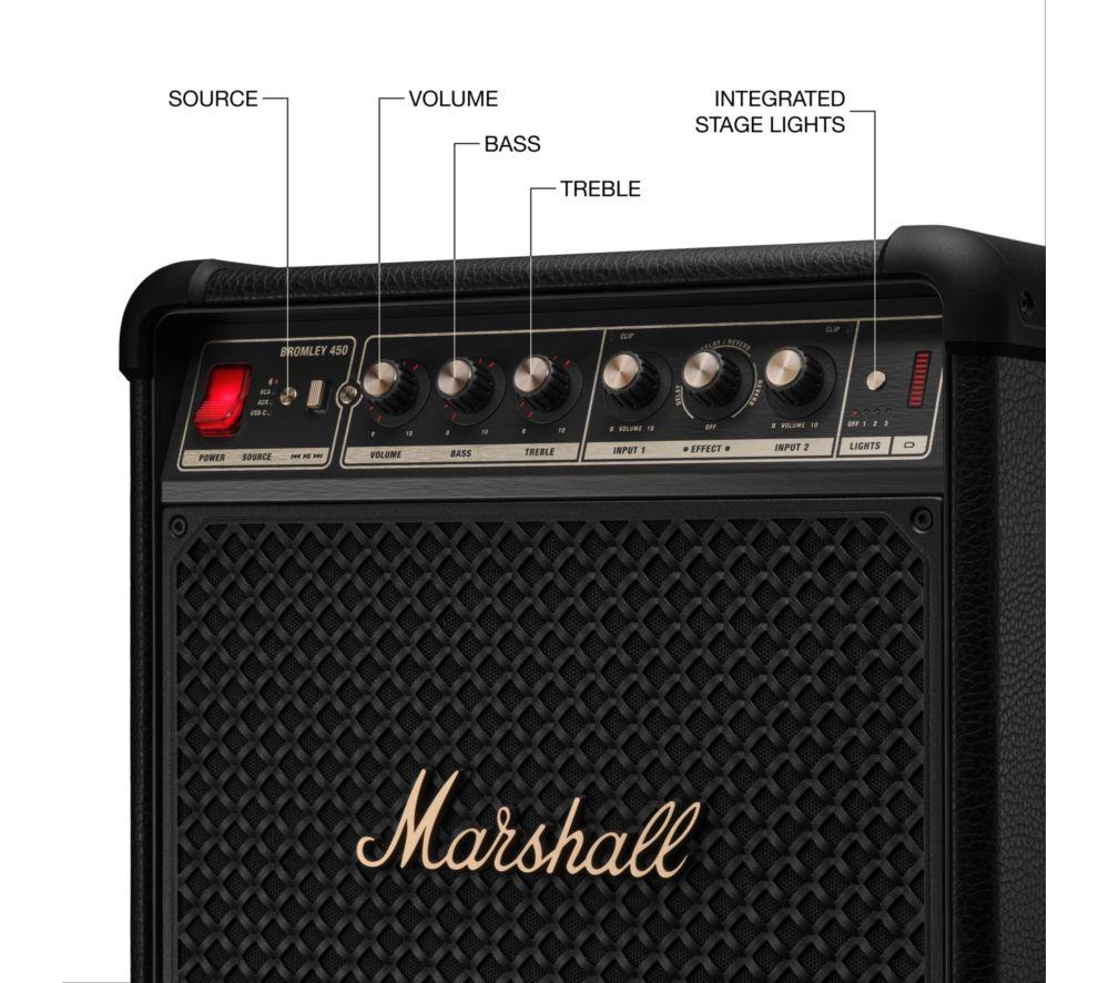 Altavoz de fiesta Marshall Bromley 450 Bluetooth Megasound - Negro y latón