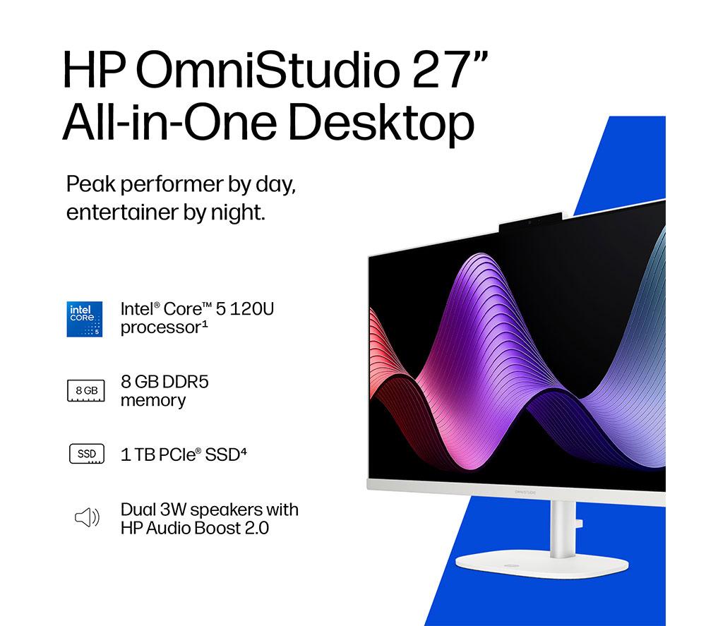 HP OmniStudio 27-cu0003na 27" All-in-One PC - Intel® Core™ 5, 1 TB SSD, Cotton White