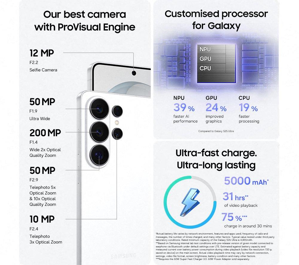 SAMSUNG Galaxy S26 Ultra – 256 GB, Weiß