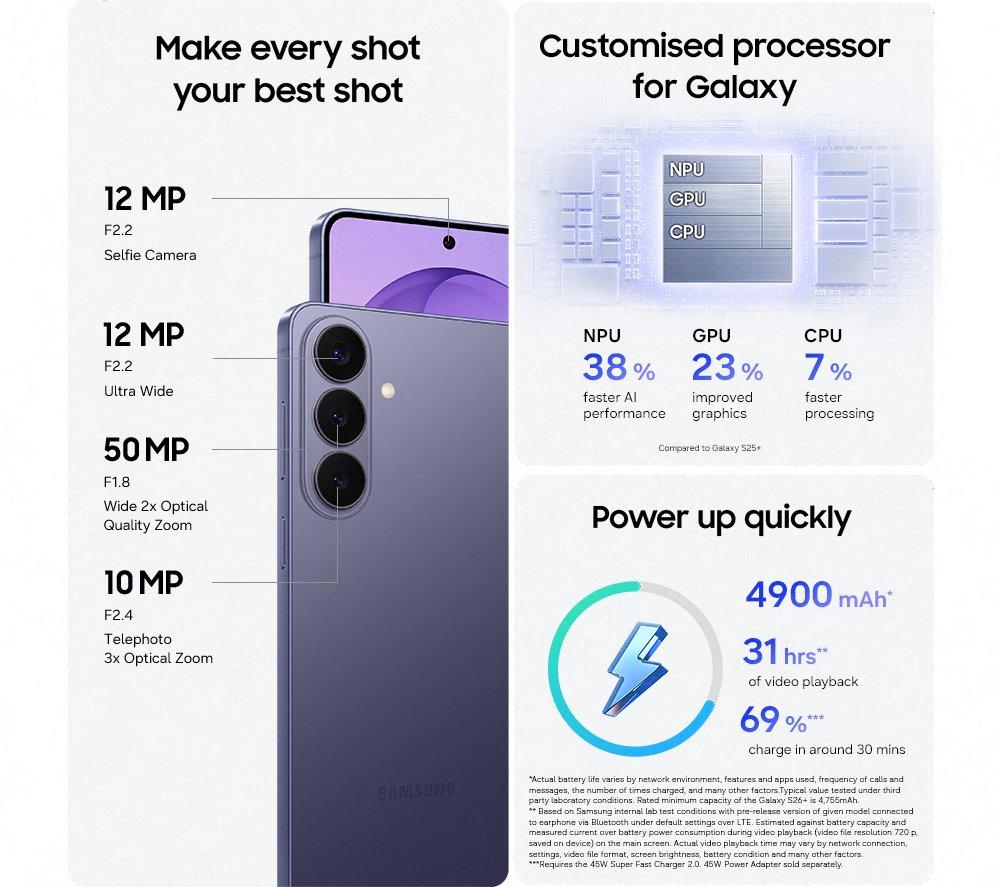 SAMSUNG Galaxy S26+ - 512 GB, Cobalt Violet