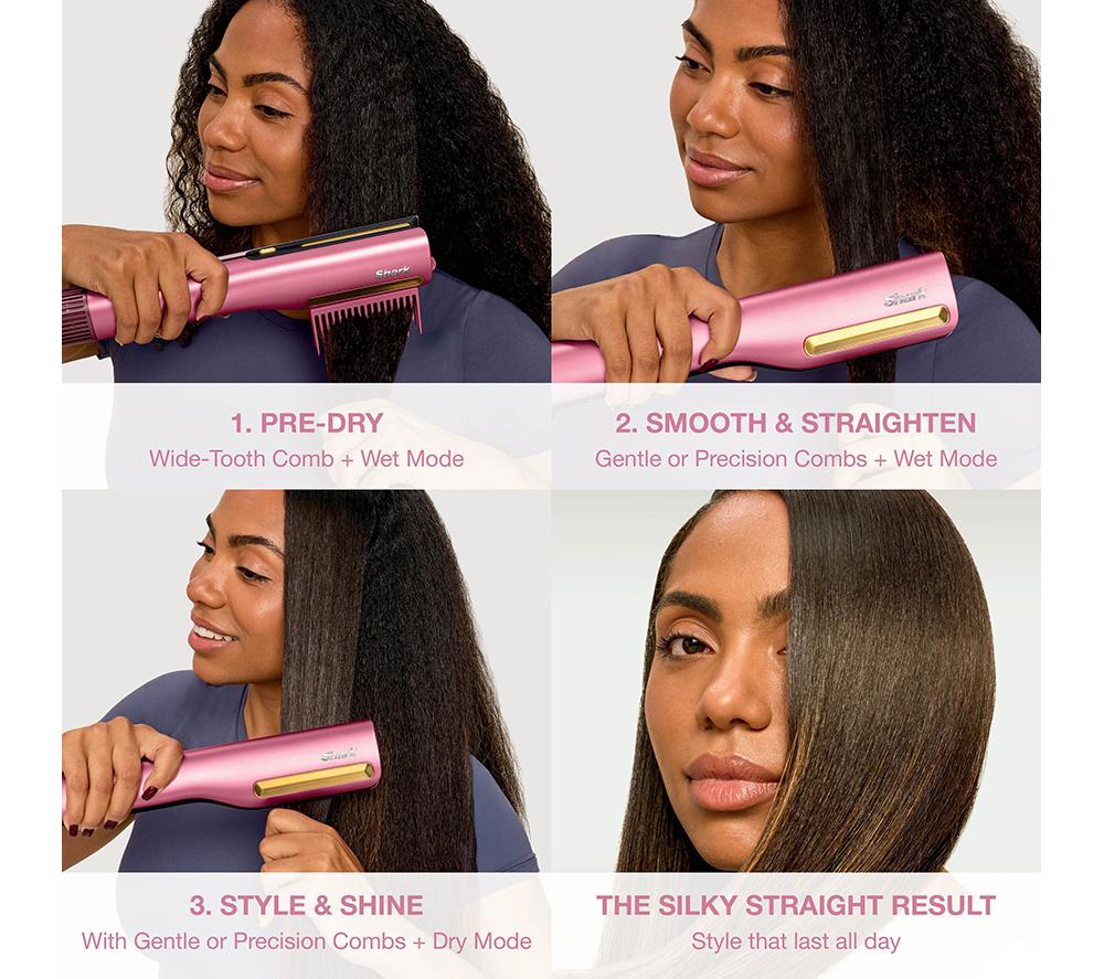 SHARK SilkiPro Straight HT401UKPK Hair Straightener & Dryer – Rose Petal