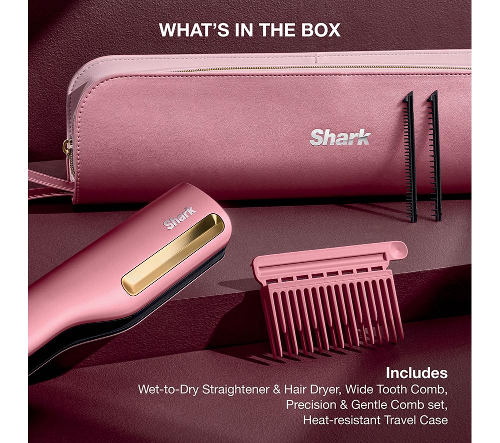 SHARK SilkiPro Straight HT401UKPK Hair Straightener & Dryer – Rose Petal