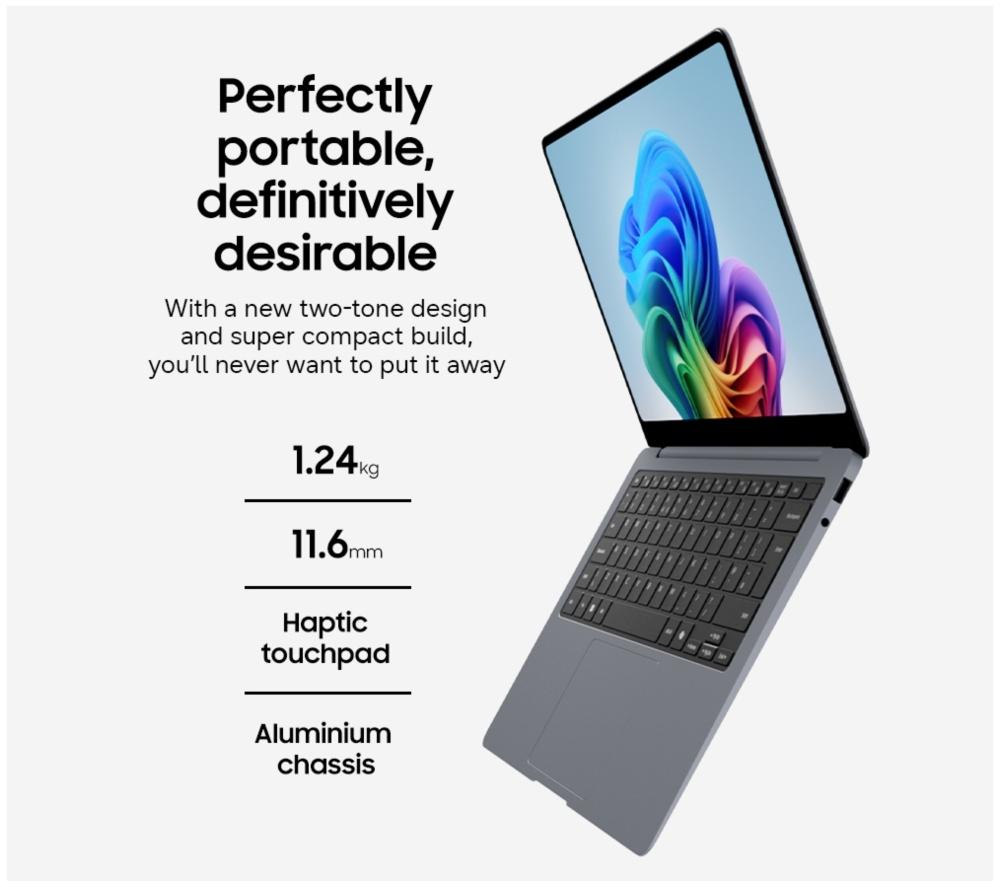Portátil SAMSUNG Galaxy Book6 Pro de 16", Copilot+ PC - Intel® Core™ Ultra 7, 512 GB SSD, Gris