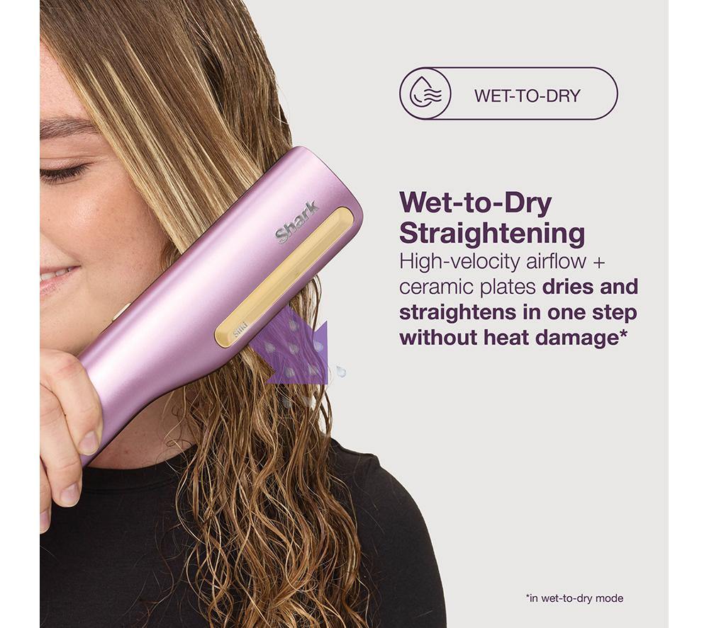 SHARK SilkiPro Straight HT401UKPU Hair Straightener & Dryer - Plum Satin