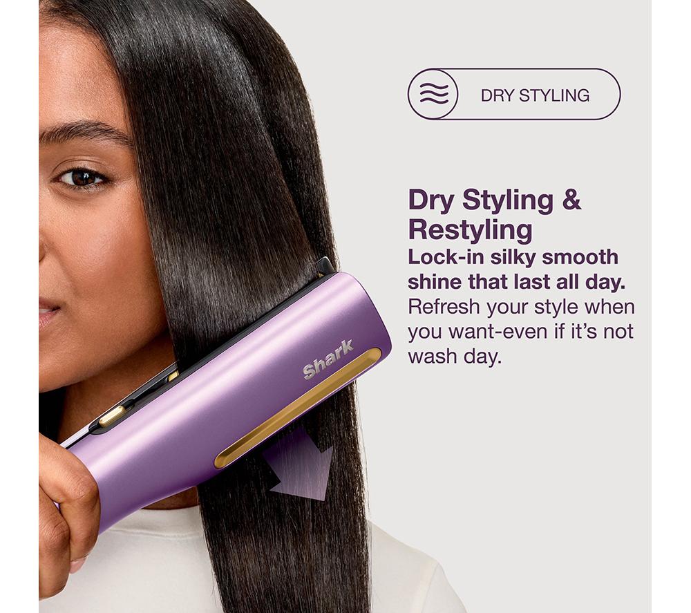 SHARK SilkiPro Straight HT401UKPU Hair Straightener & Dryer - Plum Satin