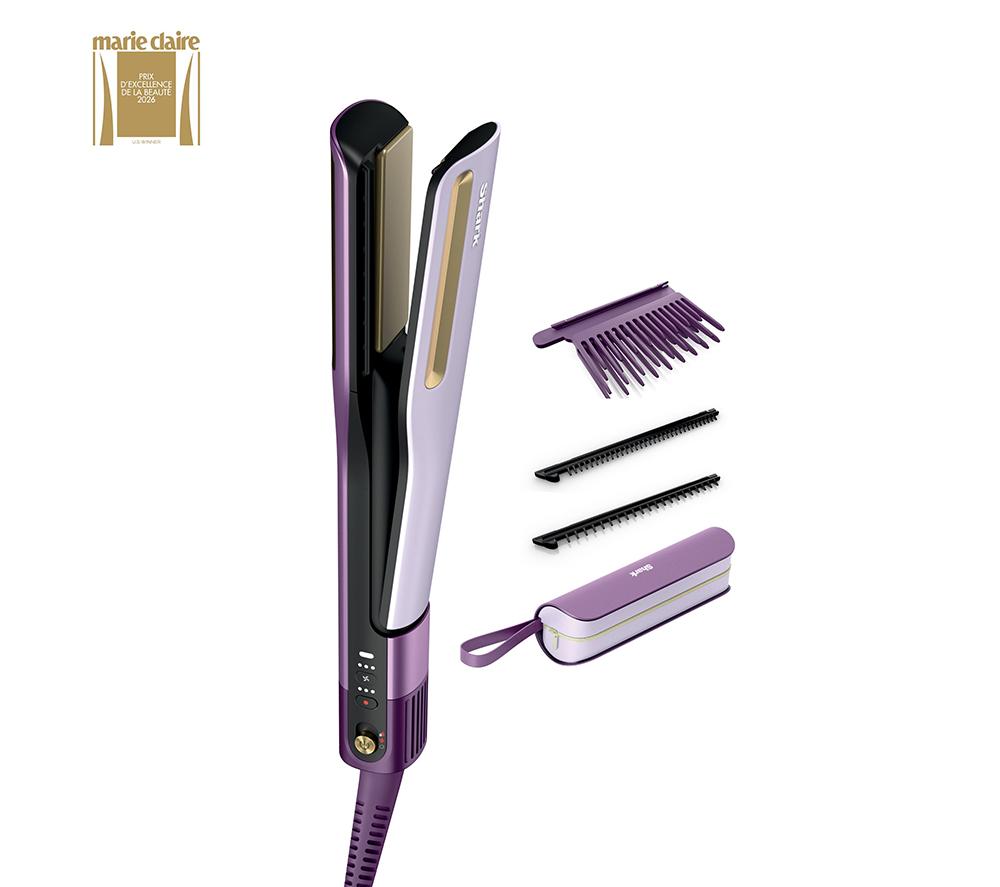 SHARK SilkiPro Straight HT401UKPU Hair Straightener & Dryer - Plum Satin