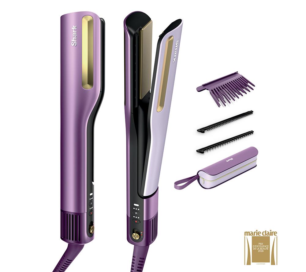 SHARK SilkiPro Straight HT401UKPU Hair Straightener & Dryer - Plum Satin
