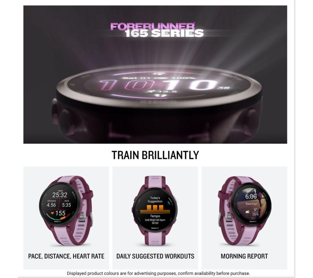 Reloj deportivo GARMIN Forerunner 165 Music - Baya y Lila, 43 mm