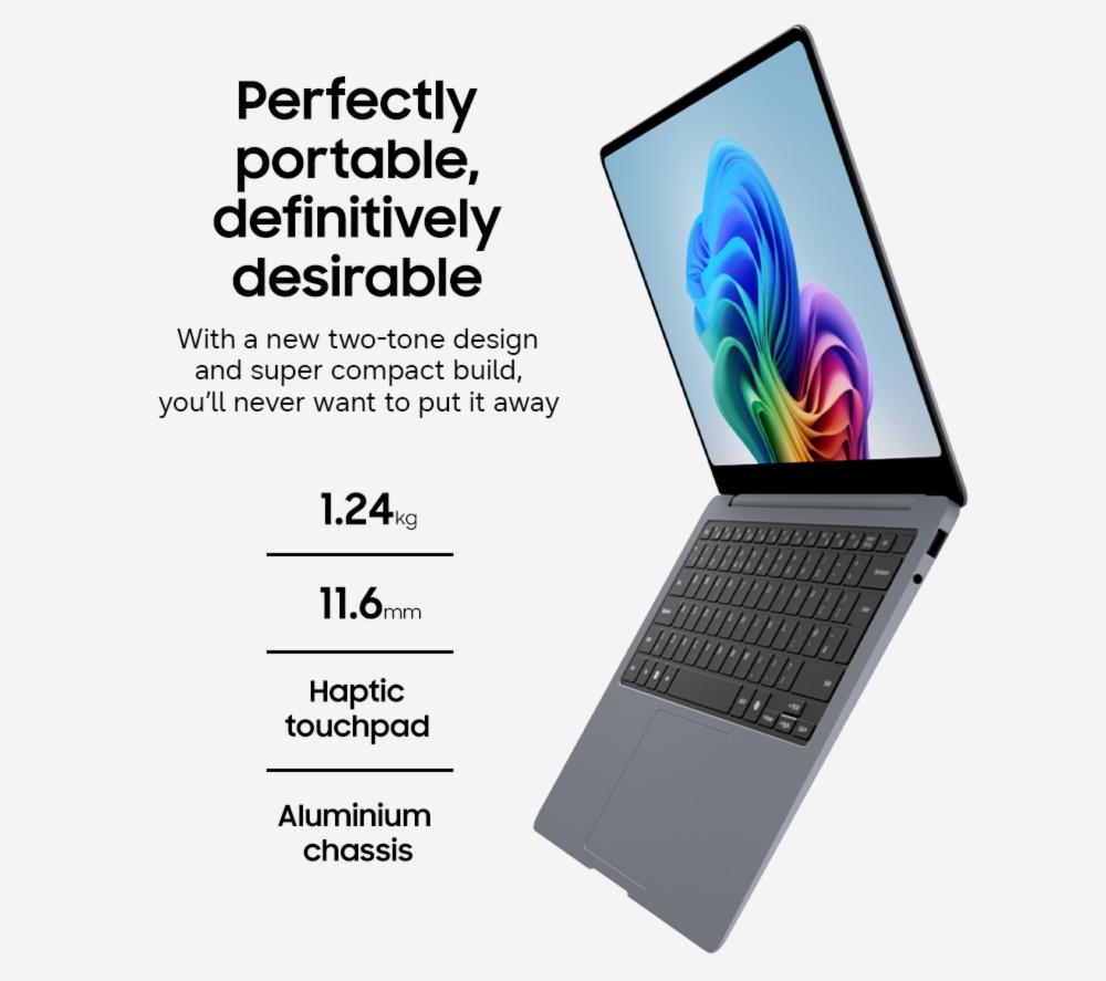 Portátil SAMSUNG Galaxy Book6 Pro de 14", Copilot+ PC - Intel® Core™ Ultra 7, 512 GB SSD, Gris