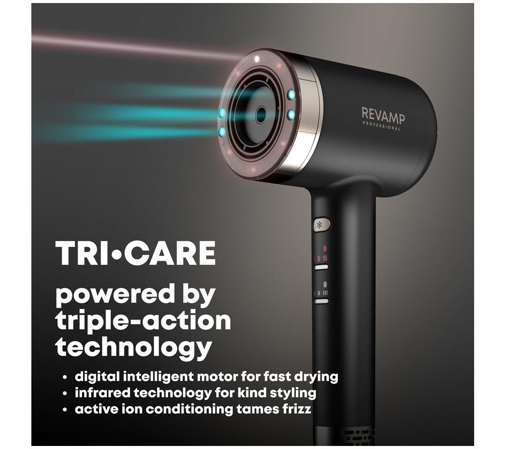 REVAMP Tri-Care Infrared Ionic Hair Dryer - Black