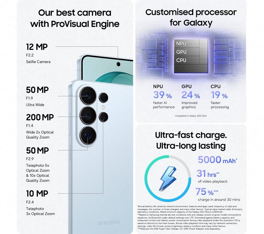 SAMSUNG Galaxy S26 Ultra - 1 TB, Sky Blue