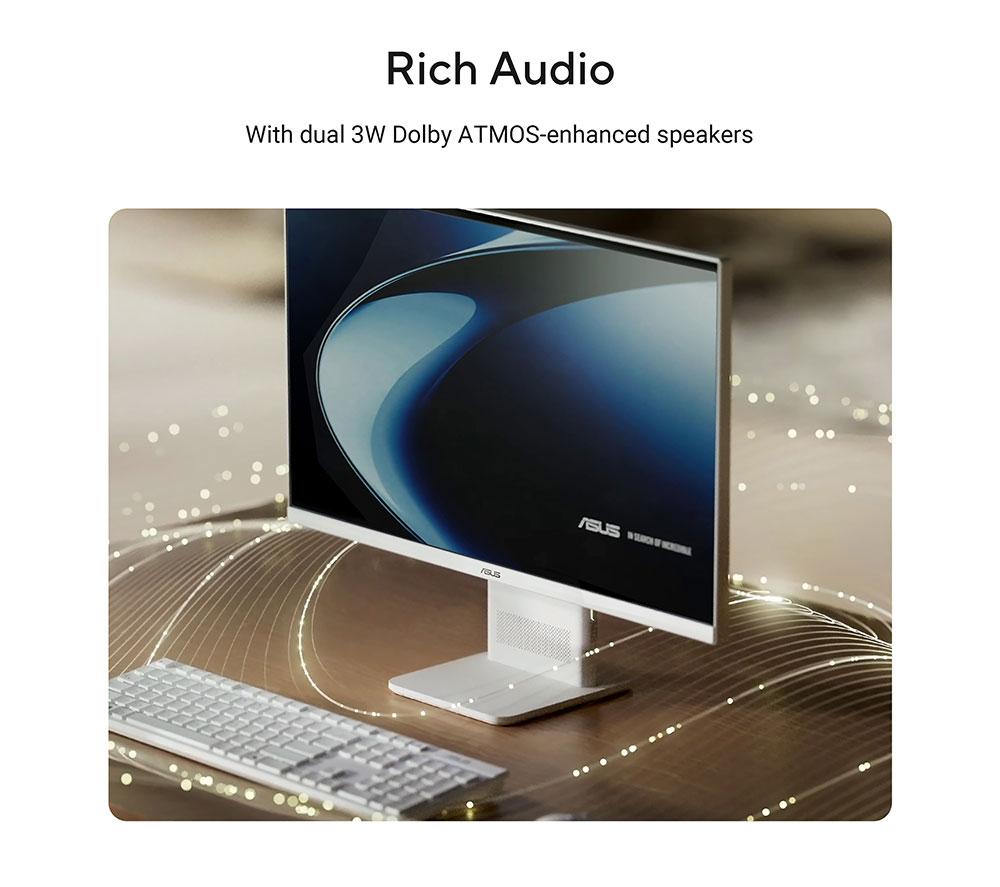 ASUS VM441QA PC Todo en Uno de 23,8" - Snapdragon X, 512 GB SSD, Blanco