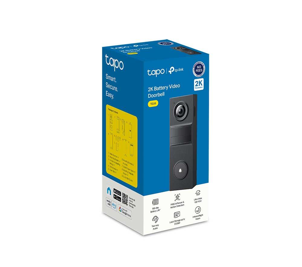 TP-LINK Tapo TD20 Videoportero Inteligente a Batería 2K Mini - Negro