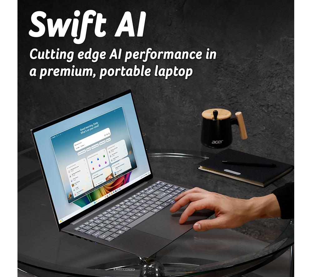 Portátil ACER Swift 16 AI de 16", Copilot+ PC - Intel® Core™ Ultra X9, 1 TB SSD, Gris