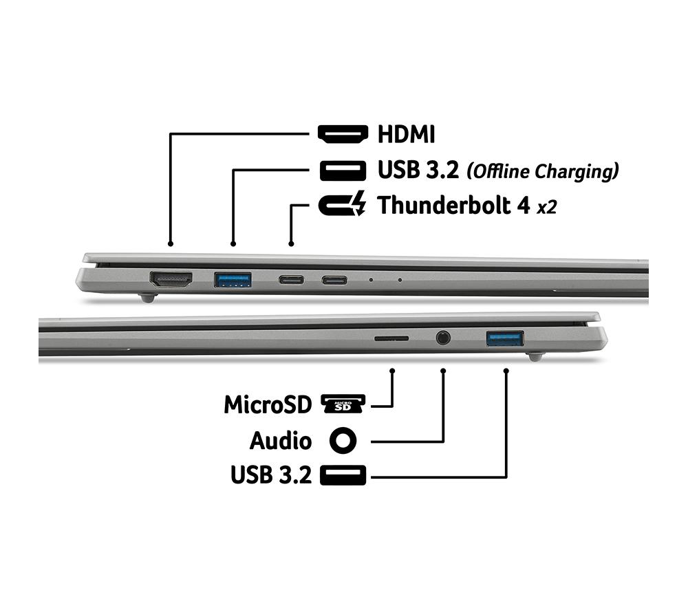 Portátil ACER Swift 16 AI de 16", Copilot+ PC - Intel® Core™ Ultra X9, 1 TB SSD, Gris