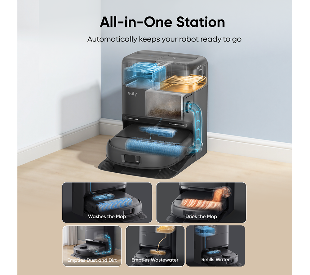 EUFY Omni C28A Robot Vacuum & Mop with All-in-One Station & Accessory Kit - Black