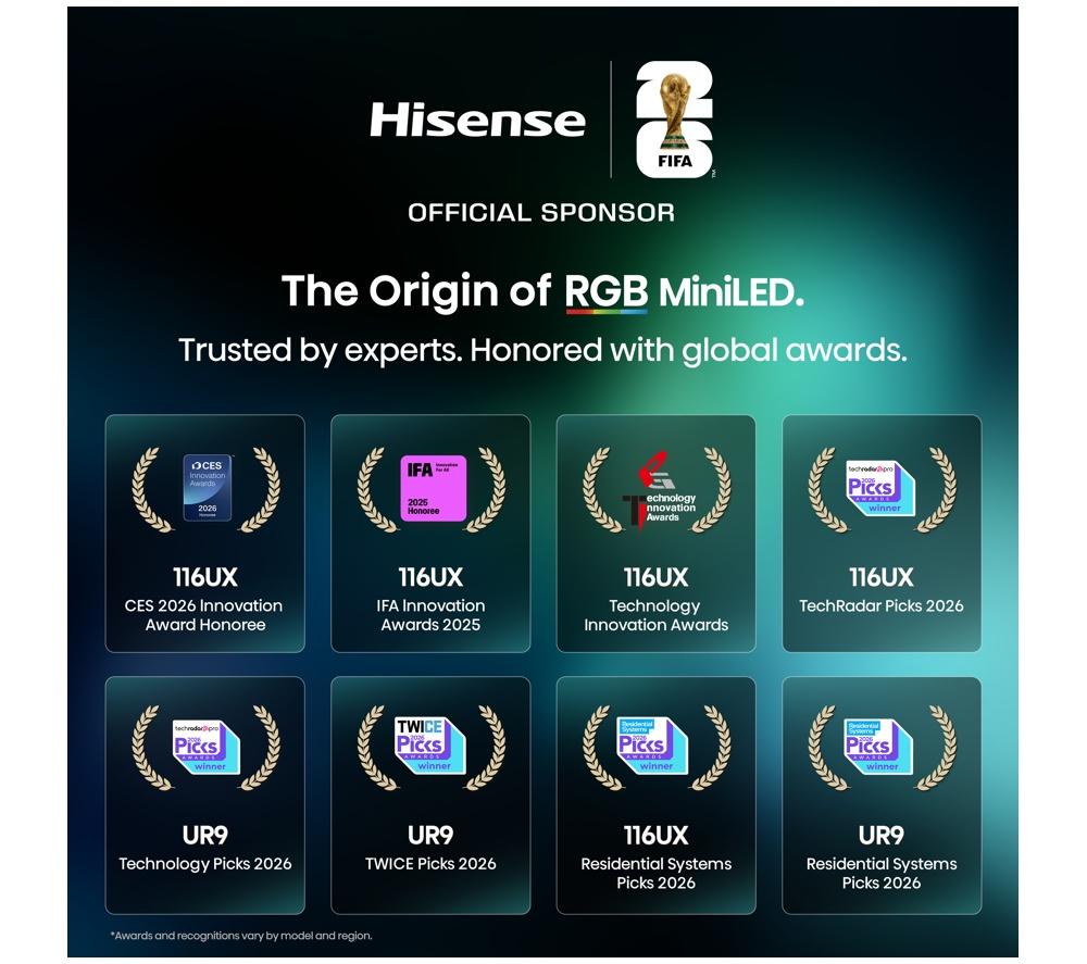 HISENSE 75UR9STUK 75" Smart 4K Ultra HD HDR RGB Mini LED TV