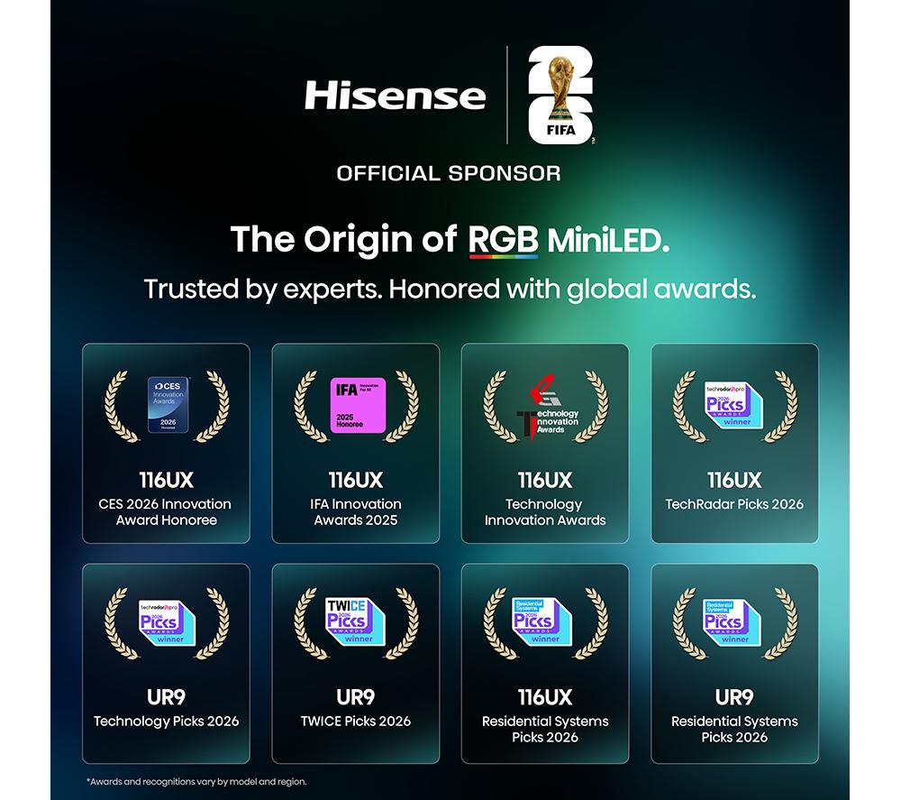 HISENSE 65UR9STUK 65" Smart 4K Ultra HD HDR RGB Mini LED TV
